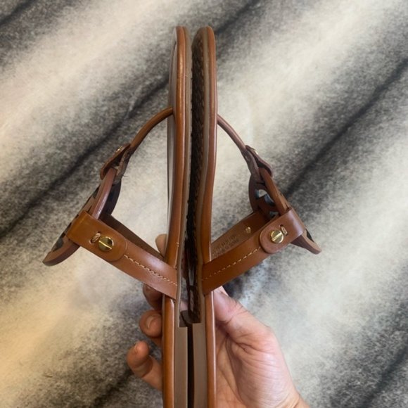 NEW Tory Burch Miller Brown Leather Sandals Vintage Vachetta Womens Size 7.5M - Picture 4 of 6